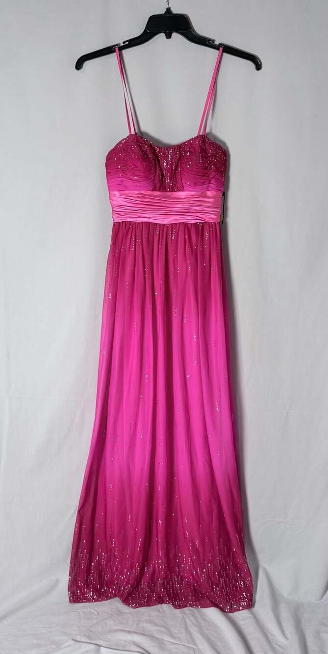 Hailey by Adrianna Papell Pink Sequin Ruched Formal Gown Size 6